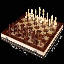 Bàn cờ gấp gọn 3 trong 1, kích thước 34cm, dùng cho trò chơi chiến thuật trên bàn cờ. - Nhiều màu - Xem 3