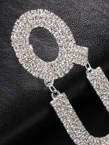 1 Đôi bông tai mặt dây chuyền chữ "QUEEN" bằng bạc pha lê sang trọng, quà tặng trang sức cho tiệc gala. - Bạc - Xem 2