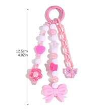 1 pieza Llavero con cuentas tejido a mano en color rosa - Elegante, dulce e iridiscente, accesorio para bolso con lazo - Multicolor - Ver 13