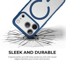 Ốp lưng điện thoại từ tính màu xanh hải quân sang trọng, bán trong suốt, họa tiết khối hình học, tương thích với iPhone 16, 15, 14, 13, 12, 11 Pro Max, thiết kế acrylic trong suốt và sạc không dây từ tính, chống nước, chống sốc, chống rơi, chống trầy xước, quà tặng mùa xuân. Tương thích với Samsung Galaxy A57, A37, A56, A36, A26, A16, S25FE, A17/Galaxy S26Ultra/S26Plus/S26/S26Edge/S26Pro/S25 Ultra, S24 Ultra. - Màu xanh hải quân - Xem 6