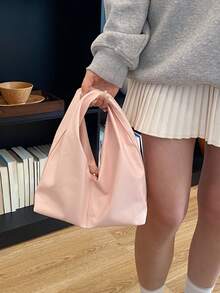 Túi đeo vai nữ cỡ lớn, màu trơn, kiểu dáng retro, túi đeo chéo đa năng, túi xách tay, túi công sở thường ngày cho nữ. - Hồng - Xem 9