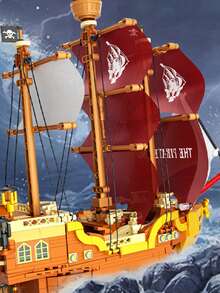18+ Adult Pirate Ship Building Block Set, A Unique Adult Game Toy That Can Relieve Anxiety, With Decorative Sticker Style Model, Helpful For Stress Relief And Anxiety Reduction, Ideal For Couple Interaction And Puzzle Games - Multicolor - View 6