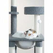 Torre Árbol Rascador Gris Casa Para Gato Varios Niveles 1.7m - Gris - Ver 5