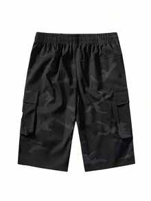Summer Casual Fashionable Cargo Pants, Outdoor Couple Style Simple Camouflage Capri Pants - Black - View 3