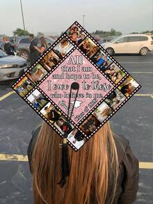 Decoración personalizada para birrete de graduación inspiracional de 24,13 cm - Personalizable con foto, nombre y "Clase de 2025/2026", incluye borla y admite múltiples opciones de color de fondo - Multicolor - Ver 5