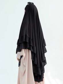 1 chiếc khăn trùm đầu ba lớp thanh lịch, ngọt ngào dành cho nữ, chất liệu chiffon nhẹ và thoáng khí, thích hợp cho việc cầu nguyện hoặc dùng trong đạo Hồi. - Nhiều màu - Xem 8