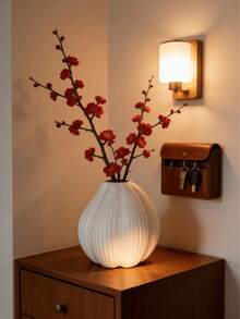 Vaso Preto Elegante com Ramos de Flor de Ameixeira Vermelha - Ideal para Decoração Moderna de Casa, Arranjo de Sala de Chá, Estética Zen, Peça Central de Mesa de Centro de Sala de Estar Minimalista, Presente de Ano Novo Chinês, Arranjo Floral de Primavera, Acessórios Internos Boêmios, Iluminação de Ambiente Aconchegante, Decoração Interna de Plantas Confortáveis - 1 peça, Pode Criar uma Atmosfera Refinada e Graciosa em Qualquer Espaço - Multicolorido - Visão 8