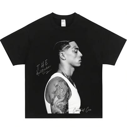 Central Cee Graphic T-Shirt Men Minimalist Vibe Oversized Tee Hip Hop Artist Fan Merch Breathable Co