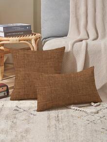 4 fundas de almohada con estilo bohemio, fundas de cojín con estampado floral, fundas de almohada de fibra de poliéster, material de lino retro, cierre con cremallera oculta, lavable a máquina, patrón de línea de moda minimalista, fundas decorativas para almohadas para sofá, sala de estar, dormitorio, sin relleno de almohada - Camel - Ver 8