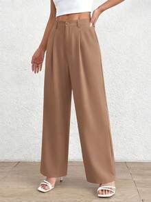 Women Spring Summer Wide Leg Pants For Fall High Waisted Business Casual Outfits Work Pant Trousers Khaki Office Work Outfits For Women - 卡其色 - 查看 5