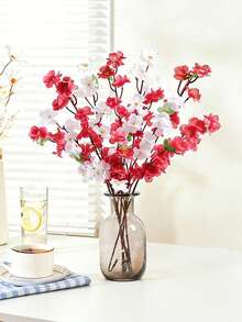 1pc/10pcs Artificial Peach Blossom Branch, Fake Wax Plum Blossom Branch, Plastic Cherry Blossom, Fake Flowers, Ground Floral Arrangement, Landscape Decor, Tree Trunk Decoration, Wedding Flowers, Dried Flower Decor, Artificial Plants, Fake Flowers, Bathroom Soft Furnishing Floral Decor - Multicolor - View 3