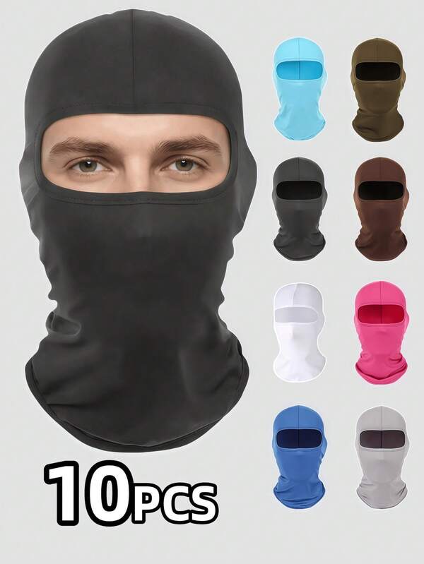 10 piezas Máscara facial cálida para esquí, elástica y transpirable, adecuada para pesca/ciclismo/trabajo al aire libre, uso en todas las estaciones