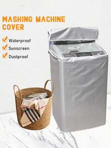 Waterproof Sunscreen Washing Machine Cover, Dust-Proof UV-Resistant Washing Machine Protective Cover, Durable Oxford Cloth Suitable For Most Top-Loading Washing Machines Indoors, Balconies, Bathrooms, Outdoors, Special Household Appliances Protection Cover - Silver - View 5