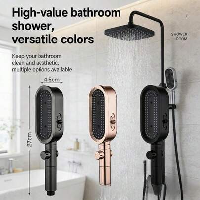 Bộ vòi sen phòng tắm gia đình, vòi hoa sen hình micro ba cấp tăng áp với vòi xịt cầm tay lưu lượng cao.