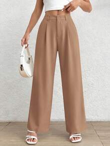Women Spring Summer Wide Leg Pants For Fall High Waisted Business Casual Outfits Work Pant Trousers Khaki Office Work Outfits For Women - 卡其色 - 查看 4