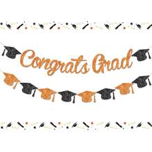 1Set Congrats Grad Banner,Graduation Cap Garland Bunting Banner,Graduation Party Hanging Banner,For Graduation Ceremony, Grad Party Backdrop,Home & Classroom Wall Decor,2026 Graduation Congratulations Graduation Party Decoration,Graduation Gift - Graduation Flag - View 7