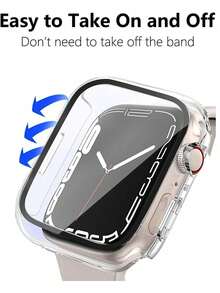 Bộ 1 ốp lưng đồng hồ tích hợp PC trong suốt + kính cường lực, chống sốc, chống trầy xước, thiết kế thời trang, tương thích với Apple Watch 40mm/41mm/42mm/44mm/45mm/46mm/49mm, tương thích với Apple Watch Ultra/SE/11/10/9/8/7/6/5/4 Series, đeo thoải mái, dùng được cho cả nam và nữ, bảo vệ toàn diện. - Trong sáng - Xem 7