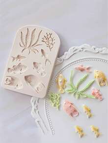 Mermaid Theme Cake Fondant Mold - Seahorse, Seashell, Starfish, Mermaid Tail Silicone Mold For Cake Decorating, Chocolate, Candy, Polymer Clay, Cupcake Topping, Sugar Art. DIY Baking Tool - View 2