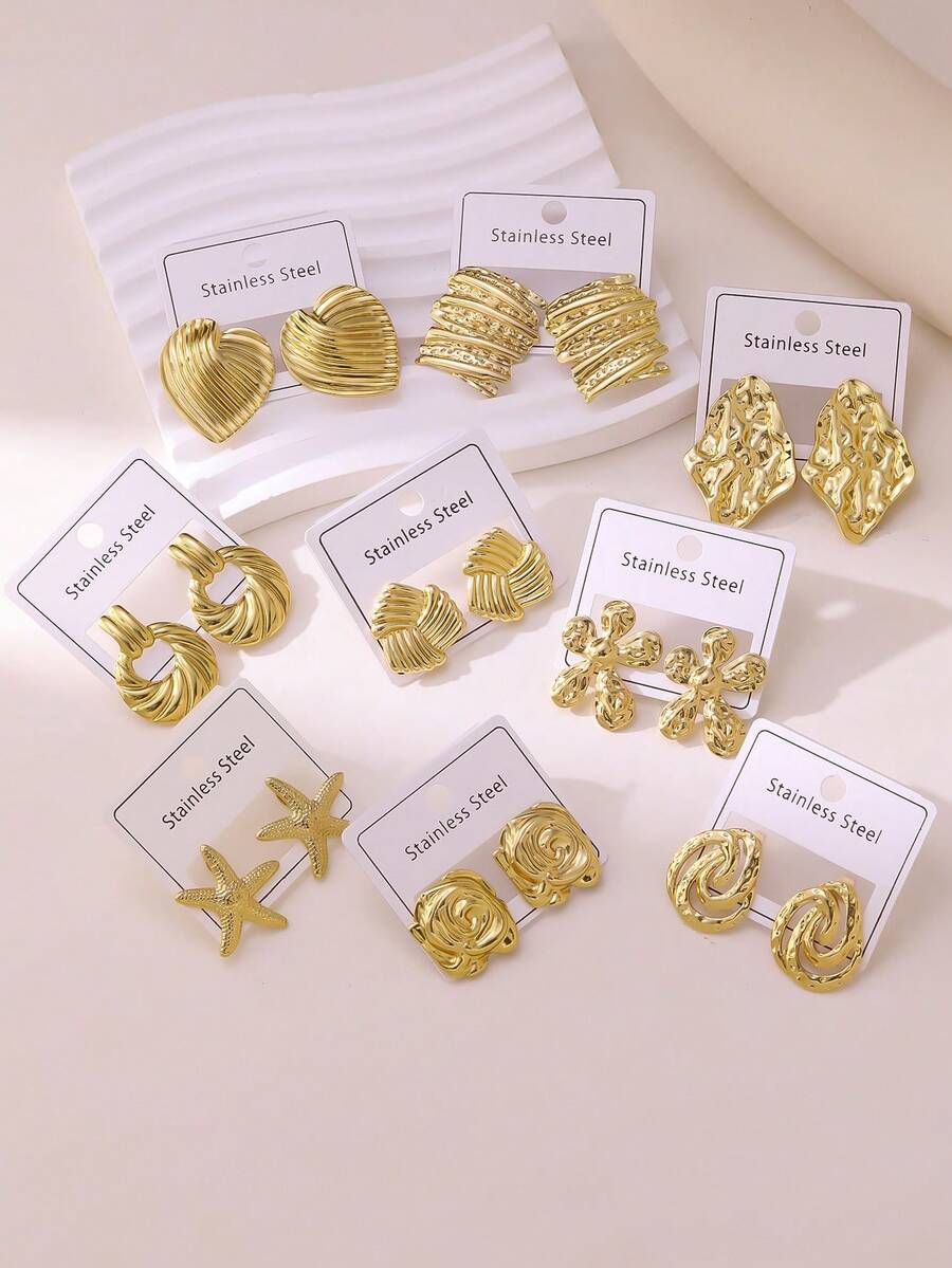 Bộ khuyên tai cao cấp sang trọng lấy cảm hứng từ áp suất dầu, được làm từ thép không gỉ chất lượng cao, phù hợp để đeo hàng ngày, dự đám cưới, tiệc tùng, du lịch và làm quà tặng Ngày của Mẹ.