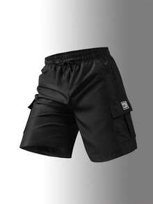 Men's Summer Casual Sports Shorts With Drawstring Waist And Unique Side Pockets Design, Suitable For Daily Leisure, Running, Cycling, Ball Sports, Fitness And Other Activities - Black - View 3