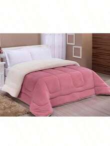 Sherpa Comforter With Blanket/Fitting Set, Queen Size, Thick, Assorted Colors, 2.40cm X 2.20cm - 乾枯玫瑰色 - 查看 5