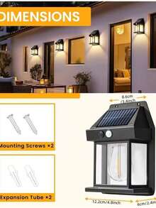 Luces Solares Comerciales de Pared para Uso Exterior, con Sensores de Movimiento y Control de Luz, con Tres Modos Adecuados para Patios, Exteriores, Porches, Terrazas y Entradas - Negro - Ver 10
