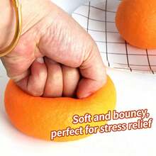 逼真可捏橙子减压玩具，慢回弹挤压玩具，爆款柑橘软球，趣味减压礼物，挤压硅胶放松玩具，适合办公室放松/派对互动 - 彩色 - 查看 4