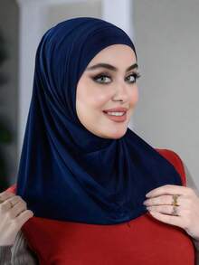 1pc Hijab Cap, Women's Middle Eastern Arabic Dubai Turkish Muslim Solid Color Classic Minimalist Casual Elegant Humble Modal Silk Soft Breathable Comfortable Long Brim 2-In-1 Scarf Turban Hijab Cap, Suitable For Daily Life, Festivals, Gatherings, Worship - Multicolor - View 6