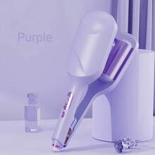40毫米卷发棒/波浪卷发器 - 沙滩波浪卷发棒，深波浪卷发工具，陶瓷三筒设计，四档温度调节，女士适用，防烫伤，易于使用，非常适合作为母亲节礼物，完美的母亲节礼物，米色、粉色和紫色 - 彩色 - 查看 7