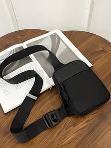 1 pieza Nuevo pecho deportivo para hombres, bolsa de cintura para teléfono ultra pequeña, bolsa portátil multifunción, adecuada para adolescentes, actividades al aire libre casuales, deportes, vacaciones, viajes, regalos de graduación, accesorios de cumpleaños - Negro - Ver 12