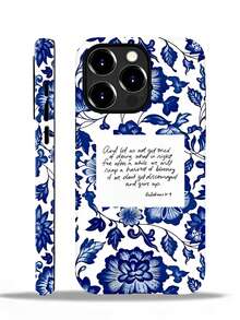 White Background With Blue Blue-And-White Porcelain Letters Two-In-One Matte Texture Phone Case Suitable For Compatible With Samsung Galaxy S21/22/23/24/25 Ultra/FE+,NOTE20 Ultra,A71/56/55/54/53/52/36/34/26/25/23/16/15/14/13/06 - 彩色 - 查看 5