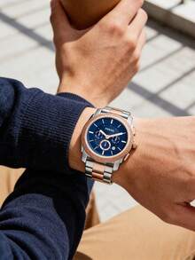 Đồng hồ Fossil nam, máy quartz, vỏ thép không gỉ, ba kim, mặt kính chống trầy xước FS5037/FS5172 - Màu xanh lam - Xem 3