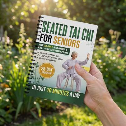 1本老年人坐姿太极螺旋笔记本，28天平衡与防跌倒健身日志，每日10分钟椅子太极锻炼计划表，附赠额外内容，低冲击力老年人活动训练，是送给老年人、退休人员和任何需要温和防跌倒锻炼的人的理想礼物。