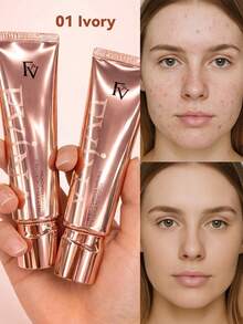 FV Perfect Matte Liquid Foundation - Full Coverage Oil-Free Foundation Pore-Blurring Concealer Waterproof Long-Lasting Lightweight Brand Makeup Face Paint Suitable For Y2K Fashion Party Birthday Christmas Gift Best Shade - Ivory - View 2