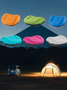 Portable Inflatable Pillow Outdoor Nap Pillow Multi-Color Jacquard TPU Inflatable Pillow For Traveling Camping Napping Desk Rest For Men Women Gift For Vacation And Outdoor Use Camping Essentials Accessories Holiday Essentials - Multicolor - View 7