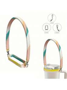 1 pieza Correa suave y resistente para botella de agua, asa de botella de agua, cuerda colgante para taza de agua - Cuerda de transporte de silicona para botellas de agua - Compatible con la mayoría de botellas de agua de 8-40 onzas - Accesorios para tumblers - Multicolor - Ver 12