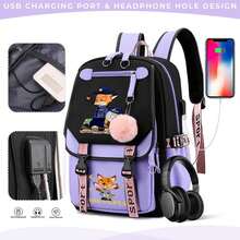 Zootopia Women's Backpack - Student Version - Korean Style - Large Capacity - Suitable For All Ages - Elegant And Lightweight - Travel Backpack - Commuting Fashionable Backpack - Cute Double-Shoulder Backpack - 17 Inches - Purple - View 5