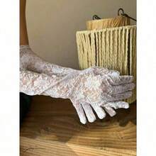 1 Pair Bride Lace Gloves, Sexy Long Thin White Arm Sleeve, Sexy Lolita Photo Shoot Prop Accessory Autumn Accessories - trắng - Xem 2