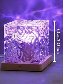 16 Color Water Wave Projection Night Light, Glowing Cube Crystal Lamp With Touch/Remote Control, USB Wave Projector Night Light, Creating Dreamy Wave Lamp Effect, Valentine's Day Decor, Room Decor, Bedroom, Gift - Colored Light - View 12