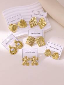 Bộ khuyên tai cao cấp sang trọng lấy cảm hứng từ áp suất dầu, được làm từ thép không gỉ chất lượng cao, phù hợp để đeo hàng ngày, dự đám cưới, tiệc tùng, du lịch và làm quà tặng Ngày của Mẹ. - Bông tai mới - Xem 3