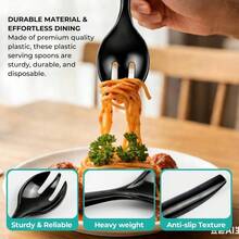 12 Pack Black Plastic Forks Heavy Duty Disposable Serving Utensils For Catering Wedding Party Buffet Events - 1 - View 5