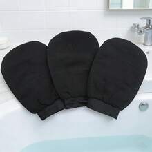 1 đôi găng tay tẩy tế bào chết hai mặt - Làm sạch sâu, loại bỏ đốm nâu do nắng & găng tay massage tẩy tế bào chết cho cơ thể và mặt, găng tay tẩy tế bào chết kiểu áo choàng tắm, găng tay tẩy tế bào chết toàn thân, ILMO - đen - Xem 4