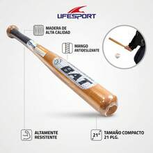 Bate de Béisbol de Madera Natural, 21 Pulgadas, Ligero para Entrenamiento y Defensa Personal, Mango Antideslizante - Color de la madera - Ver 3