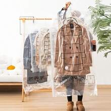 5pcs Extra Large Hanging Vacuum Storage Bags | Thick Organizer Bags, Slim Shape, No Power Needed, Clothes Protection And Space Saving - View 7