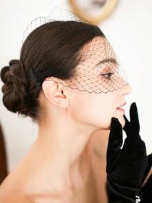 1pc Dark Gothic Style Simple And Elegant Bridal Veil - Beige - View 2