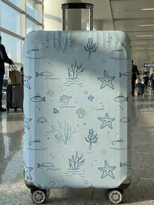 Fresh Ocean Element Starfish Print Luggage Protective Cover, Suitable For 18-32 Inch Suitcases, With Strong Elasticity To Protect Luggage (Anti-Scratch, Anti-Dust) And Decorate Luggage (Turn Regular Suitcase Into Personalized One), Luggage Cover, Travel Accessory. - Multicolor - View 14