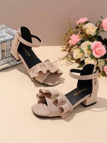 1 paire de sandales à bout ouvert doux et confortable pour filles, talon bloc de 2,5 cm, décor floral, style princesse à la mode et mignon, convient pour le port quotidien, les fêtes, les festivals, printemps/été 2026 - Vieux Rose - Voir 3