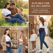 Women's Maternity Jeans Over Belly Skinny Stretchy Denim Pants Comfy Slim Pregnancy Pants - Xanh đậm - Xem 4