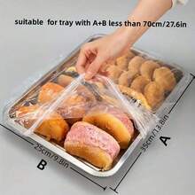 50pcs Reusable Transparent Elastic Food Tray Covers: Suitable For Bread, Fruits, Vegetables And Desserts - White - View 3