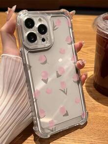 Funda de teléfono creativa con diseño de pantalla alta anti-caída y tulipán rosa transparente compatible con Apple 17 Pro Max/ 9 Pro XL/ Smart 8/ Hot 40i/Spark 20/Spark 20C/Spark Go 2024/ Moto G84/Honor X9b/1+ Ace 3V/Galaxy S25 S24Ultra S24Plus S24FE S23 S22 S21 S20 A73 A72 A70 A55 A54 A53 A52 A50 A30 A42 A35 A34 A33 A25 A24 A20 A30 A15 - transparente - Ver 1